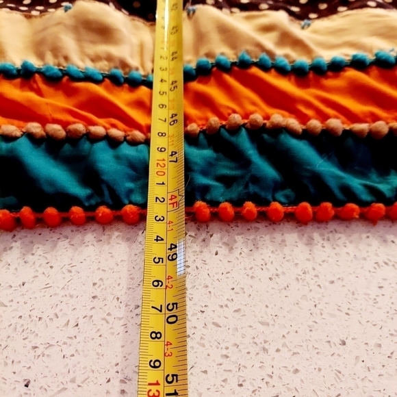 Boho Maxi Dress Smocked Tassled Print Flared Flowy Coachella Festival Sz Small - Picture 12 of 16